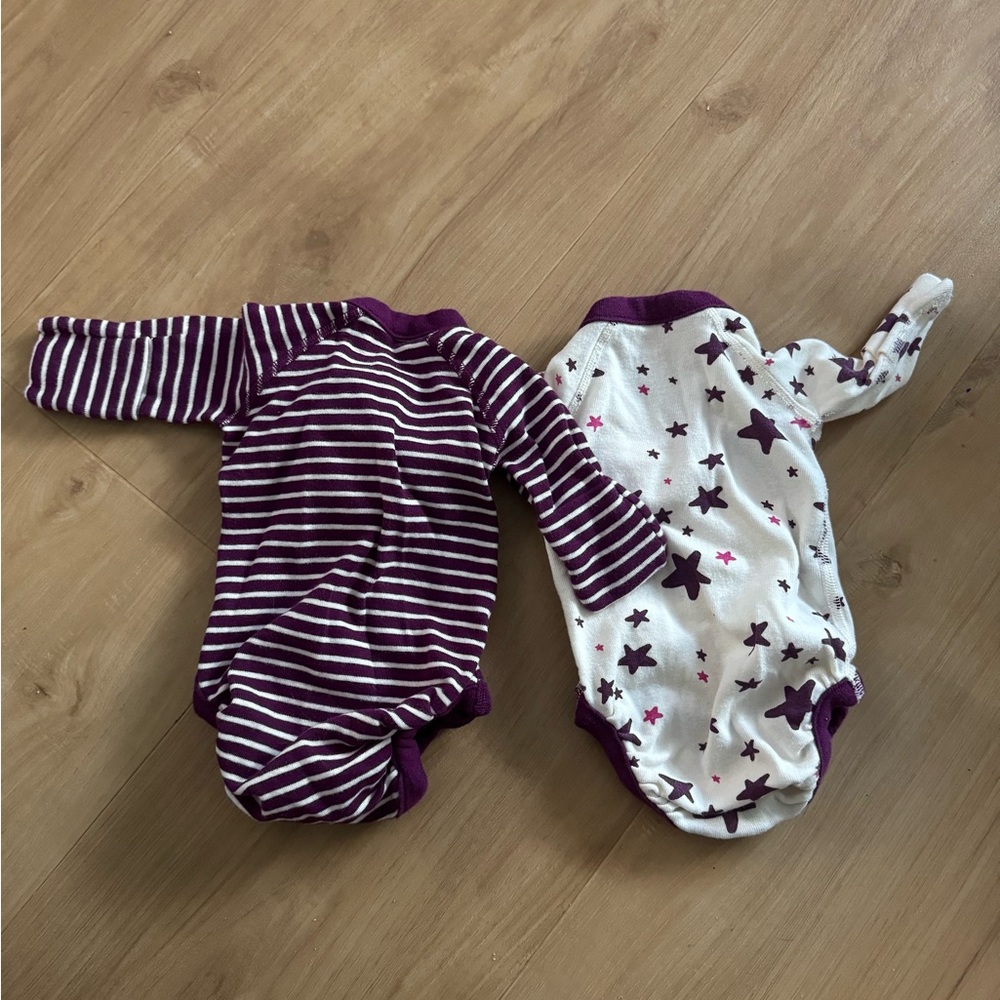 Hanna Andersson Set of 2 Kimonos side snap onesies size newborn - Picture 2 of 2